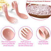Baby Spoon and fork Set for Baby Feeding (Pink)